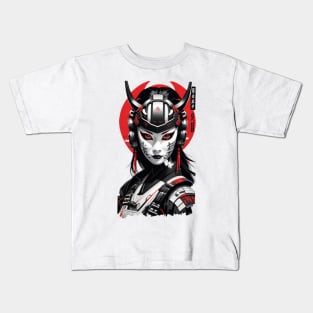 Japanese Samurai Woman - Ukiyo Cyber Style Kids T-Shirt